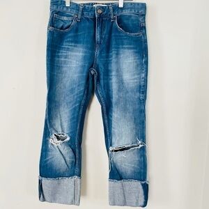 Zara distressed big cuff wide leg jeans size 2